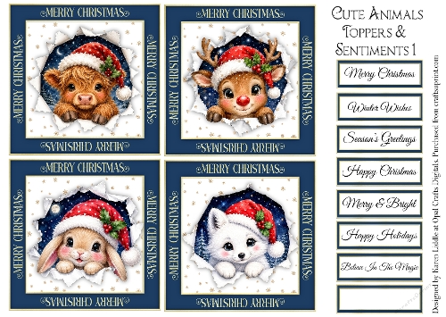 Cute Animals Toppers & Sentiments 1