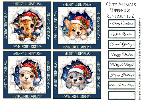 Cute Animals Toppers & Sentiments 2