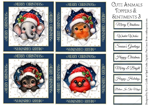 Cute Animals Toppers & Sentiments 3