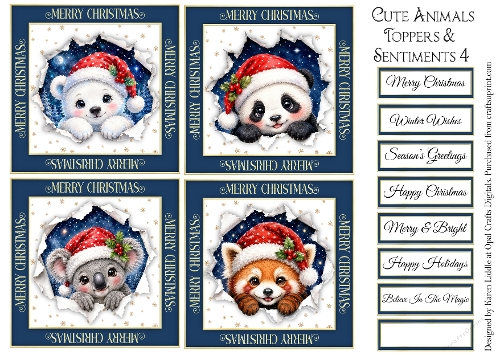 Cute Animals Toppers & Sentiments 4