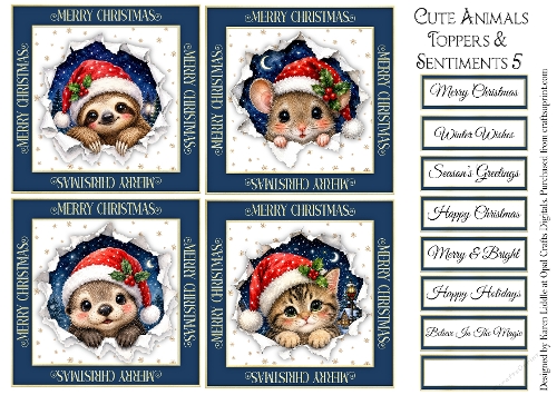 Cute Animals Toppers & Sentiments 5