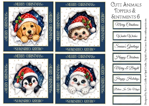 Cute Animals Toppers & Sentiments 6