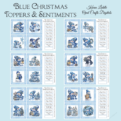Blue Christmas Toppers & Sentiments Bumper Set