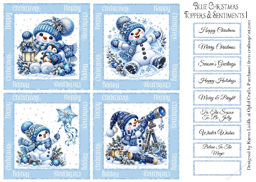 Blue Christmas Toppers & Sentiments 1