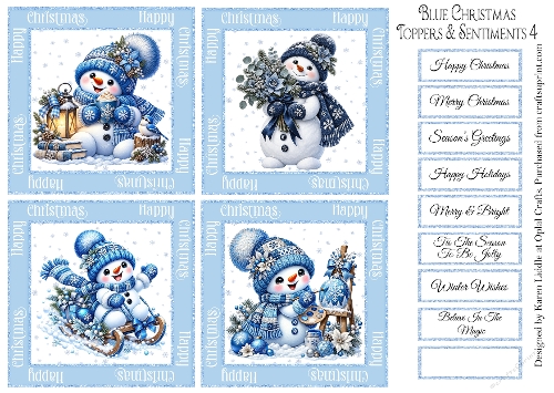 Blue Christmas Toppers & Sentiments 4