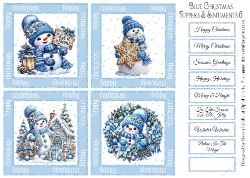 Blue Christmas Toppers & Sentiments 6