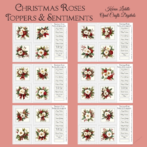 Christmas Roses Toppers & Sentiments Bumper Set