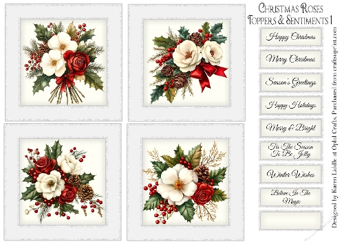 Christmas Roses Toppers & Sentiments 1