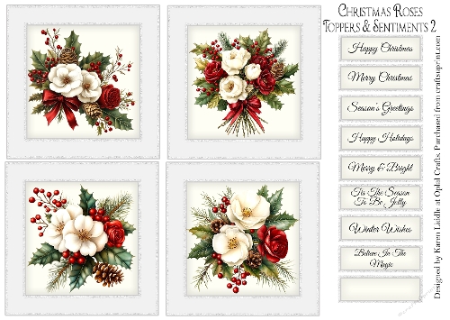Christmas Roses Toppers & Sentiments 2