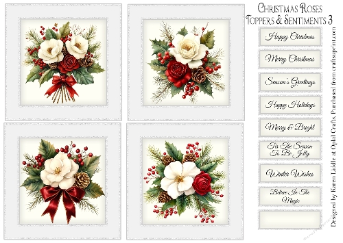 Christmas Roses Toppers & Sentiments 3