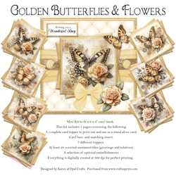 Golden Butterflies & Flowers