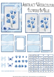Abstract Watercolour Flowers In Blue