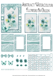 Abstract Watercolour Flowers In Green