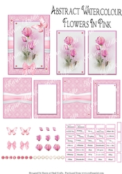 Abstract Watercolour Flowers In Pink