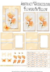 Abstract Watercolour Flowers In Yellow