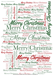 Red & Green Merry Christmas Word Backing Paper