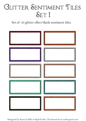 Glitter Effect Blank Sentiment Tiles Set 1