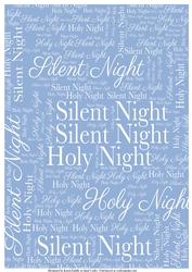 Silent Night Word Backing Paper on Medium Blue Background