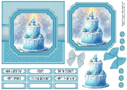4th Birthday Cake Blue