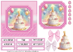 1st  Birthday Cake Pink