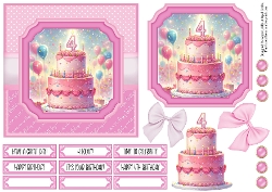 4th Birthday Cake Pink