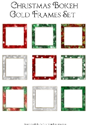 Gold Edge Christmas Bokeh Frames Set