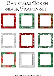 Silver Edge Christmas Bokeh Frames Set