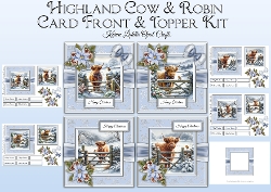 Highland Cow & Robin Card Front & Topper Kit