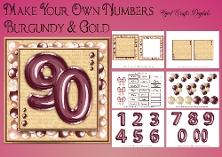 Make Your Own Number Cards Kit - Burgundy & Gold