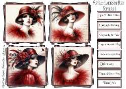 Retro Lady in Red Toppers & Sentiment Kit 1