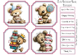 Cute Birthday Bear Toppers & Sentiments Kit 4