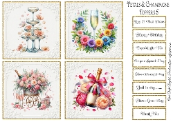 Petals & Champagne 5 Toppers & Sentiments