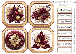 Burgundy Christmas Toppers & Sentiment Kit 1