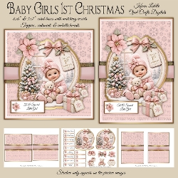 Baby Girl 1st Christmas Mini Kit 6x6 & 5x7 Cards