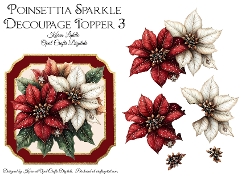 Poinsettia Sparkle Decoupage 3 Topper