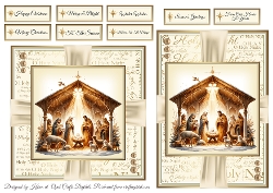 The Nativity 3 Card Fronts & Sentiments - 6x6 & 5x7