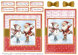 Cute Santa and Snowman 2 Card Fronts & Sentiments - 6x6 & 5x7