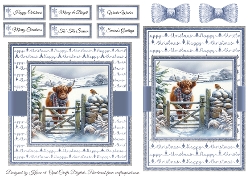 Highland Cow & Robin 1 Card Fronts & Sentiments - 6x6 & 5x7