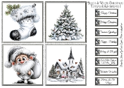 Black & White Christmas Toppers & Sentiments Kit 1