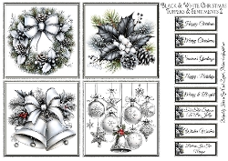 Black & White Christmas Toppers & Sentiments Kit 2