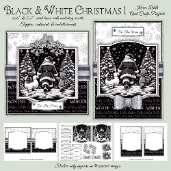 Black & White Santa Mini Kit 1 6x6 & 5x7 Cards