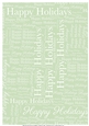 Happy Holidays Word Backing Paper on Sage Green Background