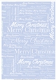 Merry Christmas Word Backing Paper on Light Blue Background
