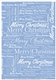 Merry Christmas Word Backing Paper on Medium Blue Background