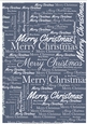 Merry Christmas Word Backing Paper on Blue Background