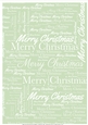 Merry Christmas Word Backing Paper on Sage Green Background