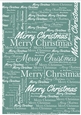 Merry Christmas Word Backing Paper on Light Teal Background