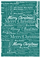 Merry Christmas Word Backing Paper on Teal Background