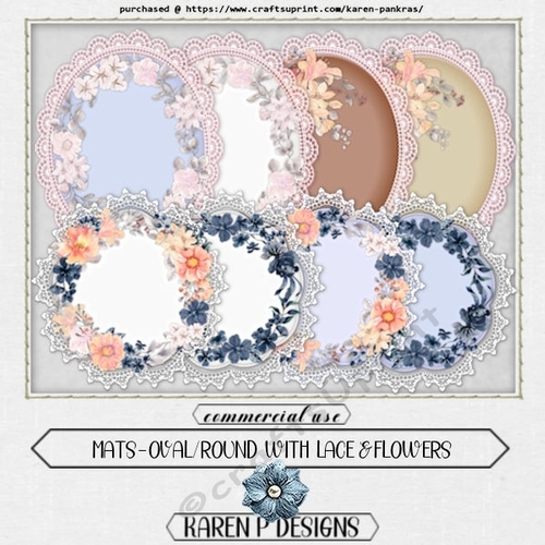 KPD202104c099-mats-oval and round  with  lace and flowers