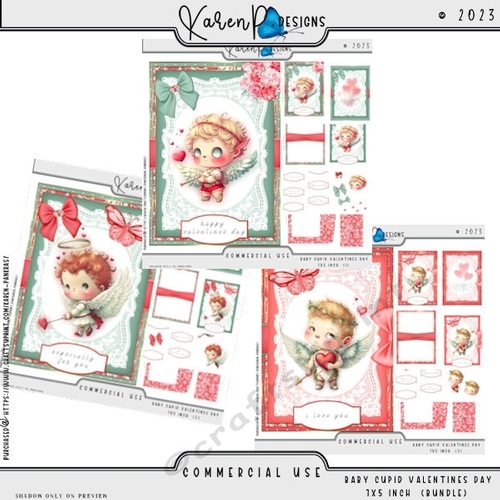 KPD23-Baby Cupid Valentines Day 7x5 inch BUNDLE